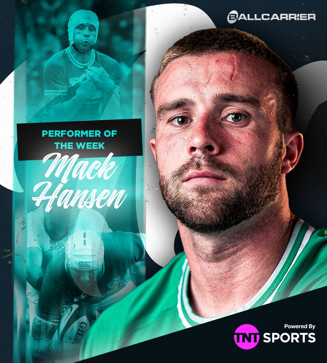 Ballcarrier Performer of the Week graphic for Mack Hansen, powered by TNT Sports