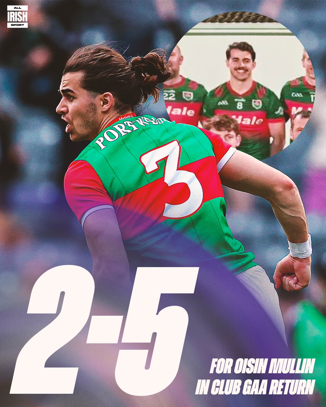 All Irish Sport graphic: 2-5 for Oisin Mullin in club GAA return